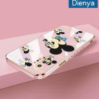 Dienya เคสปลอกสำหรับ Samsung Note 10 Plus Note 8 Note 9เคสการ์ตูน Happy Mickey ใหม่กรอบสี่เหลี่ยมเคลือบพื้นผิวซิลิก้าเจลนิ่มกันกระแทกเคสมือถือรวมทั้งหมดเลนส์กล้องถ่ายรูปฝาครอบป้องกัน