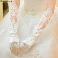 Real Pictures Satin Gloves Bride Accessories for Wedding Brides Womens Vintage Gloves Lace Long Elbow Shiny Weddings Events