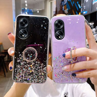 เคสโทรศัพท์ OPPO A98 A78 A77 5G A77s A96 A76 A57 A17 A17k เป็นประกายแวววาววิบวับลายเลื่อมกับเคสยางโปร่งใสแท่นวางวงกลม เคสOPPO A98 5G ใหม่ 2023 ฝาครอบนิ่ม