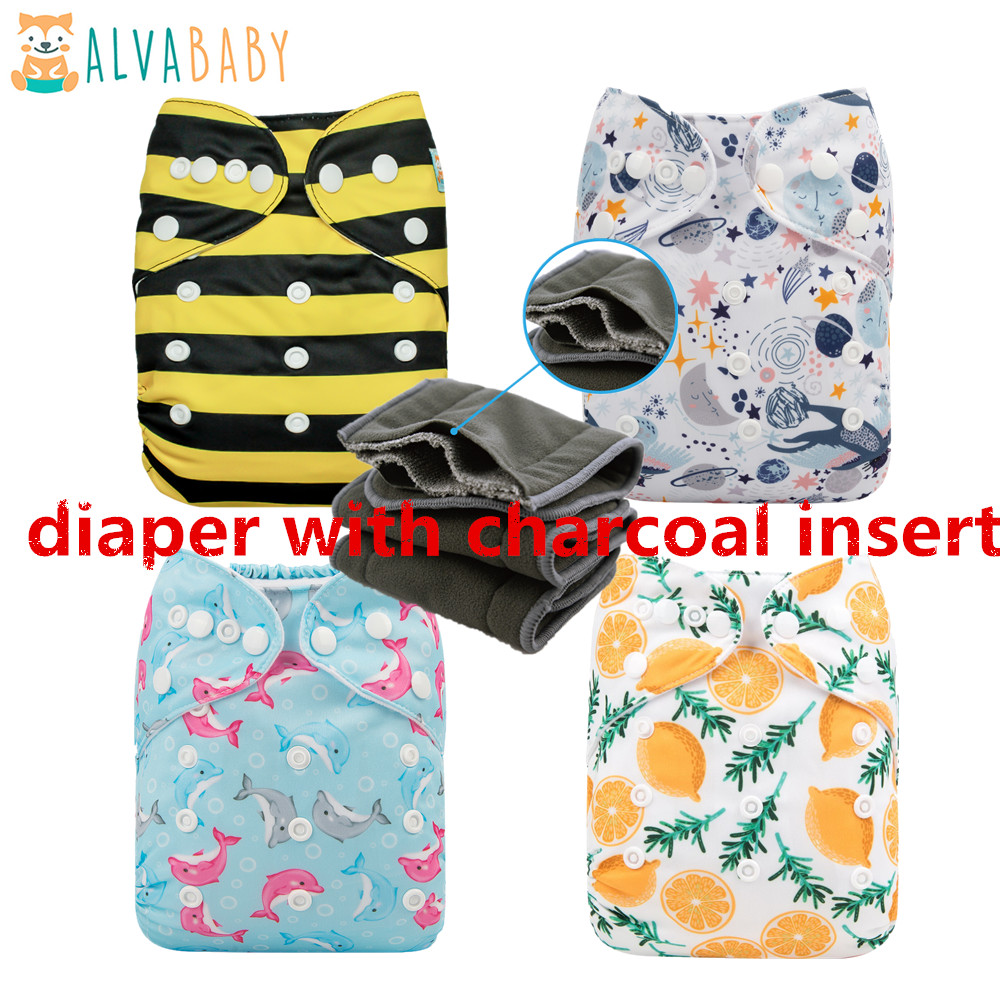 ALVABABY Bamboo Diapers Inserts Washable  One Size Cloth Reusable Pocket Diapers 