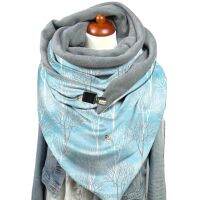 Women Winter Thicken Warm Large Scarf Butterfly Rainbow Stripes Print Neck Warmer Snood with Clip Thermal Blanket Shawl