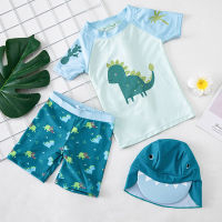 Cartoon Dinosaur Childrens Swimsuit Swimming Trunks Quick-drying Baby Hot Spring Clothes Swimwear Summer Animal Boys 2 Pcs Suit