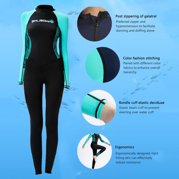 ชุดดำน้ำ-wet-suit-ว่ายน้ำแบบสน็อกเกิลชุดว่ายน้ำหญิงนีโอพรีนสำหรับ-xs-xl-ชุดดำน้ำมีซิปด้านหลังเต็มรูปแบบ