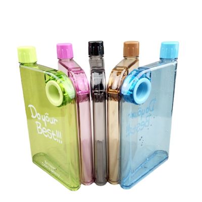 Creative Portable Flat Kettle Fashion Sport Drinking Water Bottle A5 A6 Notebook Paper Cup Frosted Plastic Water Bottle BPA Free