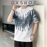 QXshop ขายดี ?เสื้อยืดผู้ชายคอกลม เสื้อผู้ชายแนวเกาหลีดสื้อแขนสั้นออกแบบลวดลายมัดย้อมสุดเท่กระชากใจ เหมาะกับทุกโอกาสใส่ไปไหนก็ได้