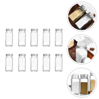 10pcs Transparent Condiment Jars Kitchen Seasoning Canisters for Restaurant