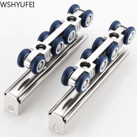 2 pcsset Sliding Door Roller Rail slide 8 Wheels Home Room Wood Door Hanging Wheels Rail Track Pulley Bathroom home Hardware