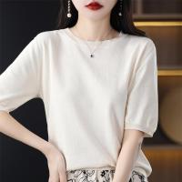 Short-sleeved T-shirt Womens 2023 Summer New Loose Large Size Round Neck Vest Belly Covering Cotton Line Half-sleeved Top for Women 2023