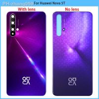 New For Huawei Nova 5T Battery Back Cover 3D Glass Panel Rear Door Nova 5T Glass Housing Case With Lens Adhesive Replace