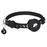 For Air Tag Cat Collar, Reflective Collar for Cat with Safety Buckle and Waterproof Holder in 3/8Inch Width