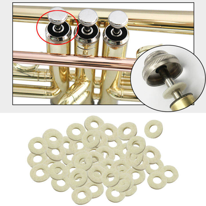 BNGUITAR 50x Trumpet Valve Felt Washers Pad Musical Instrument