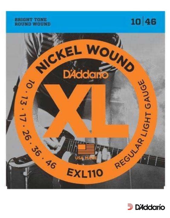 daddario-สายกีตาร์ไฟฟ้า-เบอร์-10-แบบนิกเกิล-ของแท้-100-รุ่น-exl110-regular-light-10-46-made-in-usa