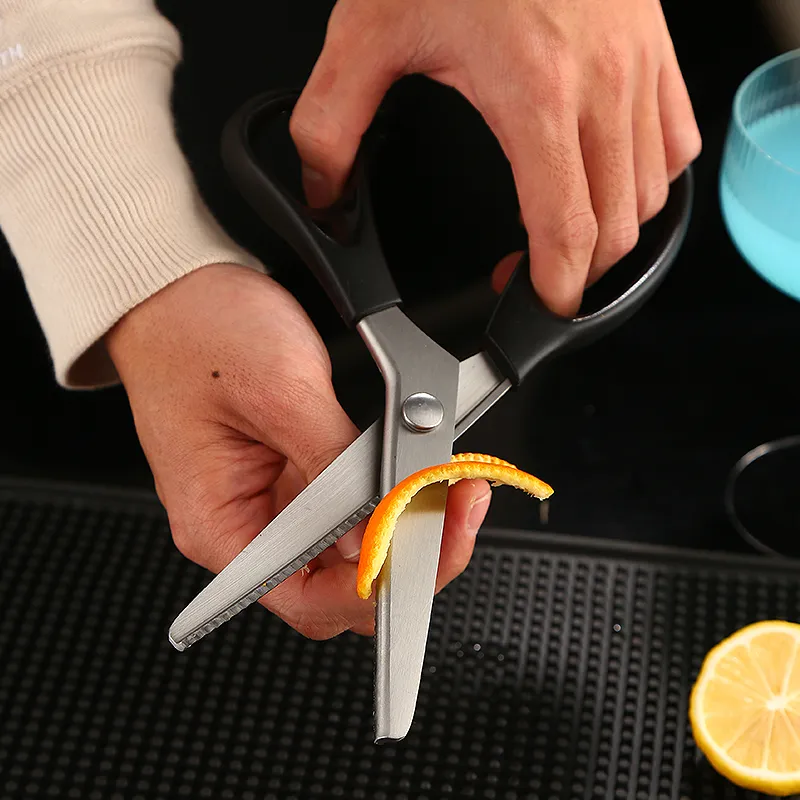 Stainless Steel Serrated Cocktail Decoration Scissors for Orange