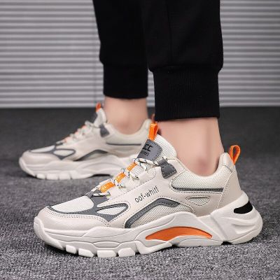 Men Chunky Sports Shoes 2023 Spring New Trend Elastic Band Men Casual Sneakers Male Breathable Mesh Platform Running Shoes Tenis