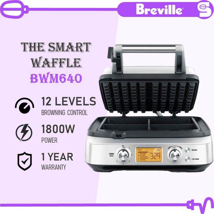 BREVILLE the Smart Waffle® BWM640 NonStick Thermal Pro Even Heat No