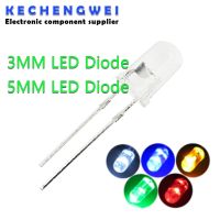 100pcs Transparent Round 5mm/3mm Super Bright Water Clear Green Red White Yellow Blue Light LED Bulbs Emitting DiodeElectrical Circuitry Parts