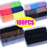 100Pcs Children Girls Basic Hair Bands 2cm Simple Solid Colors Elastic Headband Hair Ropes Ties Hair Accessories Ponytail Holder Hair Accessories