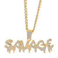 【HOT】 Bling Bling Savage Letter Necklace amp; Pendant Shiny Ice Out Link Chain Necklace With Tennis Chain Choker Hip Hop Jewelry for Men