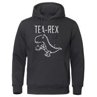 Mens Hoodies Tea Rex Funny Dinosaur Drink Coffee Streetwear Fashion Casual Hoodie High Quality Sports Wears Male Coat Tops Size XS-4XL