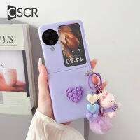 CSCR เคสโทรศัพท์จี้หัวใจกระต่ายหมีการ์ตูน3D ความรักสำหรับออปโป้ไฟนด์ N2 N3flip N2flip พลิกได้5กรัมพร้อมเคสฝาแข็งโซ่มือลูกบอล