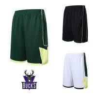 NBA Shorts Milwaukee Bucks Jersey Elite Basketball Shorts Men Quick Dry Breathable Loose Sweat Short Sports Training Running Gym Fitness Attire With Side Pockets Plus Size