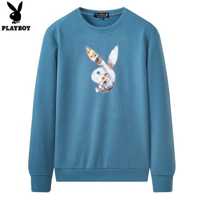 PLAYBOY เสื้อสเวตเตอร์ คอกลม แขนยาว แฟชั่นสำหรับผู้ชาย