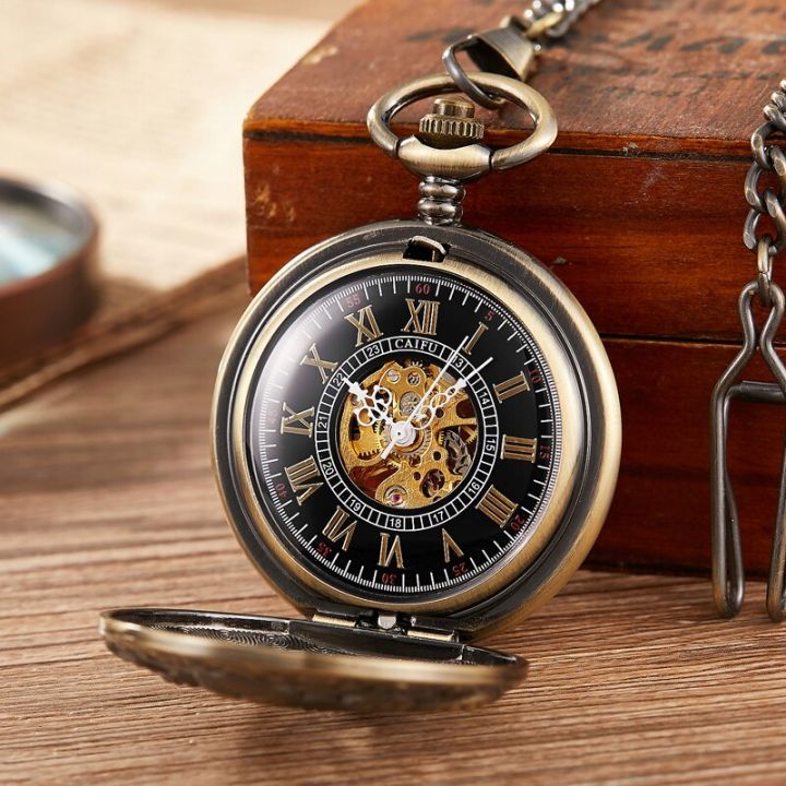 คอลเลคชั่นนาฬิกาพับได้โครงกระดูกแนวสตรีมพังก์นาฬิกาพกกลไกปลาหมึกสำหรับผู้ชายและผู้หญิง