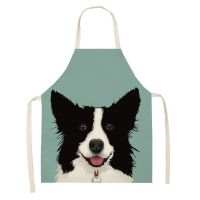 Kitchen Aprons Cartoon Dog Pattern for Cooking Cotton Linen Aprons Adult Bibs Sleeveless Home Cleaning Accessories Aprons