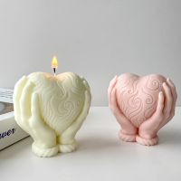 Plaster Epoxy Resin Holding Heart Palm Love Candle Holding Love Silicone Mold