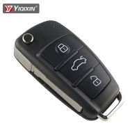 YIQIXI 3 Button Flip Foldable Remote Car Key For Audi A6 A3 A4 A6L Q7 Q3 A8 TT Uncut Blade Key Package Replacement Key Case