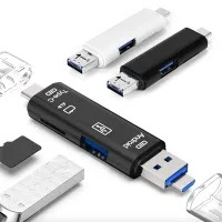 EESPORT มัลติฟังก์ชั่นสีดำ/ขาว5 In 1 Usb สำหรับโอนย้ายข้อมูล2.0ไมโคร Usb อะแดปเตอร์การ์ดเครื่องอ่านบัตร OTG ชนิดเครื่องอ่านการ์ด OTG-C เครื่องอ่านการ์ด TF