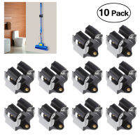 PIXNOR 10PCS Broom Hanger Mop and Broom Holder Broom Organizer Grip Clips Wall Mounted Garden Storage Rack with Screws (Black)