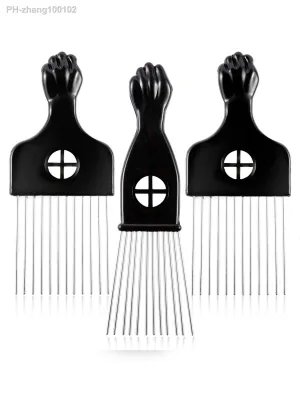 3 Pack Metal Hair Pick - Wide Tooth Afro Pick for Men Hair pick for Curly Hair for Women Lift Pick Comb Tool for Wig Braid De