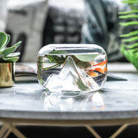 Creative Transparent Glass Fish Bowl Snow Mountain Fish Tanks Desktop Micro Landscape Fish Jar Aquariums Supplies Home Decor