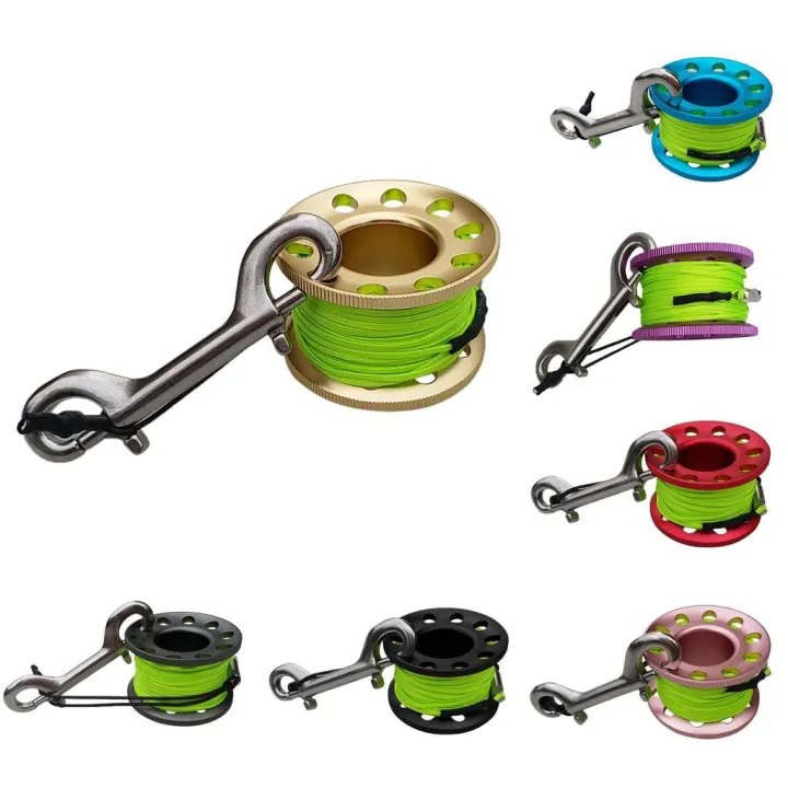 Scuba Diving Reels Finger Wreck Dive Spool With 49Ft Line/Aluminum Reel