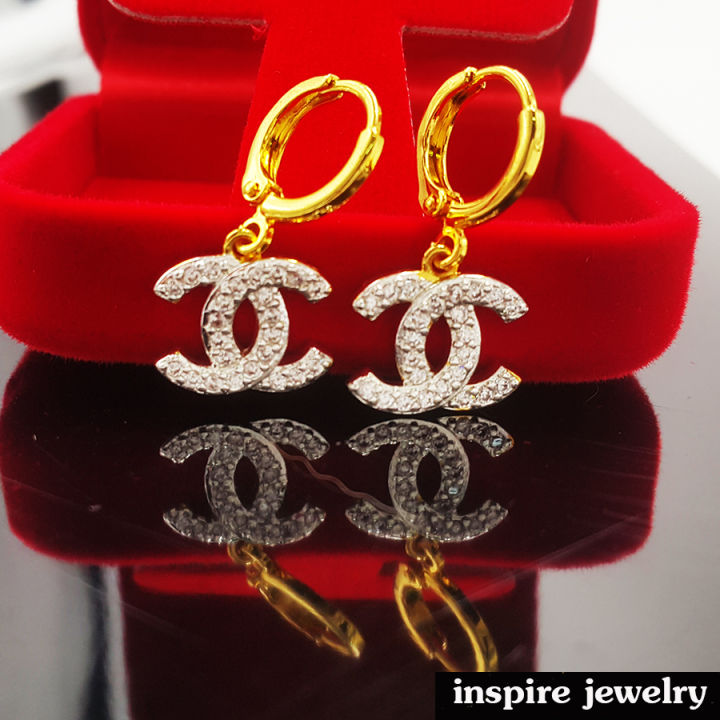 inspire-jewelry-ต่างหูห่วง-ตัวเรือนฝังเพชร-size-1x1-5cm-งานแฟชั่นอินเทรน-คุณภาพเกรดพรีเมี่ยมงาน-design-จิวเวลลี่หรู-งานแฟชั่น-งานจิวเวลลี่