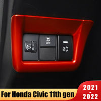 สำหรับฮอนด้าซีวิค11th Gen 2021 2022ไฟหน้ารถปรับความสว่างปุ่มกรอบปกตกแต่งภายในอุปกรณ์รถยนต์