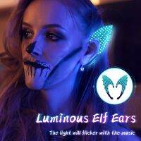 【jw】▬✢♚  Elf Ears Glowing Headdress With Musical Rhythm Function Costum Props Decoration