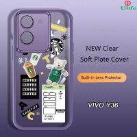 เคส VIVO Y36 Y36 5G พิมพ์ลายแนวโน้มแฟชั่นเคส Starbucks เคสกันกระแทกพร้อมฝาครอบป้องกันฟิล์มเลนส์เคสโทรศัพท์แบบใสอ่อน