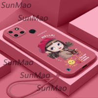 For เคสโทรศัพท์ Realme C21Y Realme C25Y เสื้อโค้ทสาว Softshell ขอบตรง