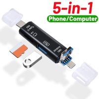 5ใน1 USB2.0ประเภท C ไมโคร USB ตัวผู้ USB ชายมัลติฟังก์ชัน All-In-One หน่วยความจำ OTG เครื่องอ่านการ์ดกล้องทีเอฟขนาดเล็กการ์ด SD อะแดปเตอร์สำหรับตัวอ่านเครื่องอ่านการ์ด