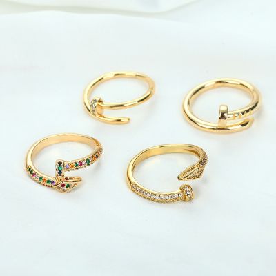 [MM75] Daihe ประณีตแหวนสกรูผู้หญิง18K ชุบทองปรับคริสตัล Zircon ทองแดงแหวนผู้หญิงของขวัญเครื่องประดับ2022