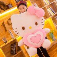 Sanrio ของขวัญซม. ตุ๊กตาผ้าสำหรับเด็ก,ของเล่นสัตว์ตุ๊กตากำมะหยี่ยัดไส้หัวใจแมวน่ารักสุดๆสีชมพูของขวัญหมอนเเมวเหมียว