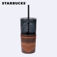 Starbuck Straw Cup Father S Day Classic Cup With Leather Case High-Value Glass Water Cup Large-Capacity Men S And Women S Desktop Cup Office Drinking Cup