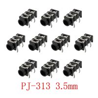 10Pcs Headphone Jack Connector PJ-313 3.5mm Female Socket Stereo 5 Pin Audio Headphones Connectors Black