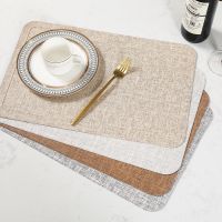 ✴✜❏ Simple waterproof and oil-proof round square imitation linen PU table mat coaster home table mat non-slip heat insulation pad