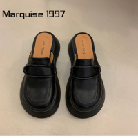 Marquise1997 ้องเท้าผูหญิง รองเท้าแตะลิ่ม รองเท้าแตะเสริมส้นผู้หญิง ส่วนตัว กีฬาและแฟชั่น กันฝุ่น คุณภาพสูง FDL2392ZLG 39Z230926