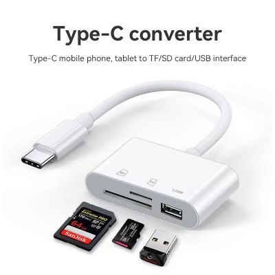 Pembaca Kartu Tipe C USB Ke Koneksi SD TF USB Adaptor Pembaca Kartu Memori Pintar untuk Ponsel Macbook Samsung Huawei Samsung