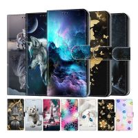 Flip Leather Phone Case For Alcatel 1A 1B 1S 1SE 2020 3L 2020 Wallet Card Holder Cover Cat Dog Painted