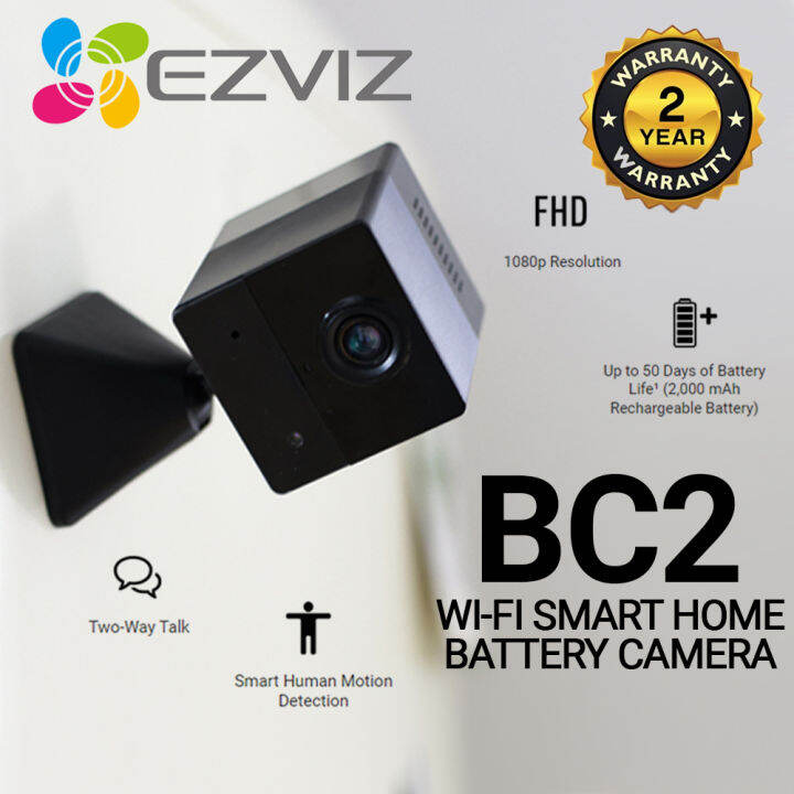 EZVIZ BC2 2MP Indoor Wi-Fi Smart Home Battery Powered Palm-Sized ...